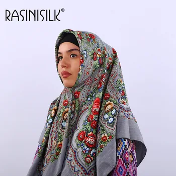 Calitatea Femei Eșarfe rusă Piata Mare Văl Europene Și Americane Stil Național Musulmane Hijab Imprimare Iarna 110x100cm