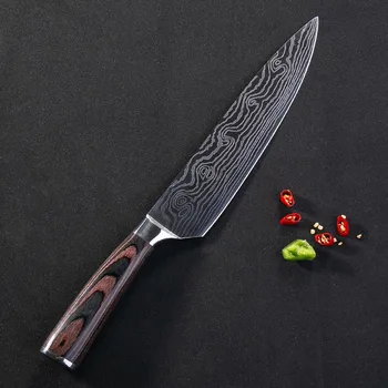 De înaltă calitate 8 inch cuțit bucătar-șef 7CR17 Mari de Carbon, din Oțel Inoxidabil Seria Japoneză Damasc laser model Chef lui cuțit de bucătărie