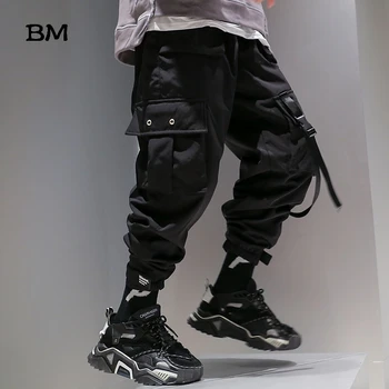 Hip-Hop Piesa Pantaloni 2019 Stil coreean Joggeri Moda Techwear Pantaloni EXO Mens Pantaloni Largi 5XL Streetwear Pantaloni Harem