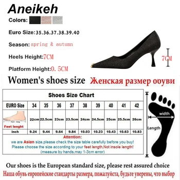 Aneikeh Moda de Primăvară Superficial de Metal Pompe de Femei 2021 Sexy Paiete Subțire Tocuri Ascuțite Toe Doamnelor Club de noapte Pantofi Botines Mujer