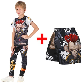 Copii Rashguard MMA 3D Compresie Copii de Box, BJJ Tricou+Pantaloni Jujitsu mma ropa spodenki Băiat Sport tricou+Pantaloni Sportsuits