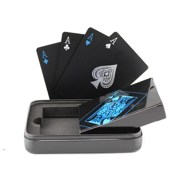 Negru de Plastic Carti de Joc Nu se Estompeze Card PVC Cartes Plastiques de Poker rezistent la apa Cutie Magică Carti de Joc Baralho Cadou Club