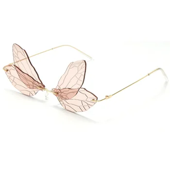 2020 Fluture fără ramă de ochelari de Soare pentru Femei Brand de Lux de Designer de Moda Steampunk ochelari de Soare Vintage Nuante UV400 Ochelari