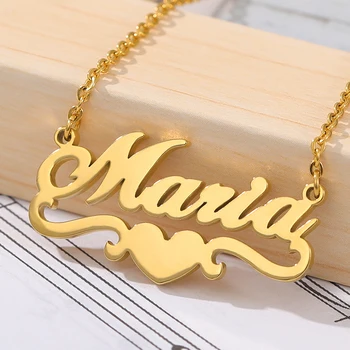 Handmade Personalizate cu Numele Personalizat Numele Coliere pentru Femei, Bărbați Bijuterii din Oțel Inoxidabil de Aur Umplut Inima Colier Cravată Bijoux
