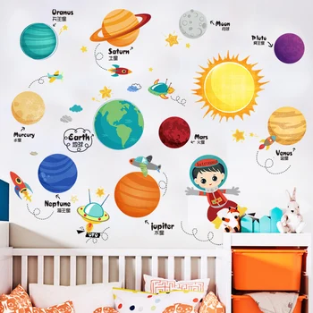DIY Desene animate Planeta Space Boy Camera de Decorare Perete Autocolant PVC Dormitor Copii Pepinieră Decalcomanii de Perete Poster de Arta Tapet Decor Acasă