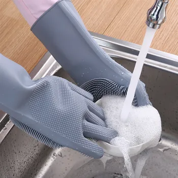 1Pair Magic Silicon de spălat Vase Epurator de Spălat Vase Burete de Cauciuc Scrub Mănuși de Bucătărie de Curățare de Bucătărie din Cauciuc Instrument Curat