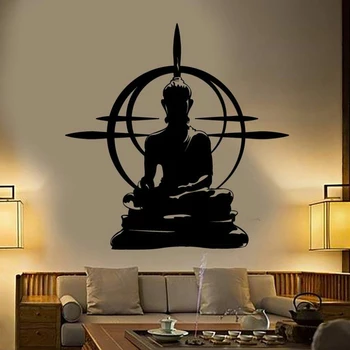 Meditând Buddha Autocolante De Perete Yoga Decoratiuni Dormitor De Inspiratie Vinil Decalcomanii De Perete Camera De Zi Centru De Fitness Decor W293