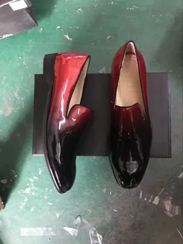 Calitate de Top pentru bărbați Concis pantofi casual Marca Proprie Fundul Rosu de Papadie Apartamente Negru pantofi de Piele de Brevet