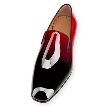 Calitate de Top pentru bărbați Concis pantofi casual Marca Proprie Fundul Rosu de Papadie Apartamente Negru pantofi de Piele de Brevet
