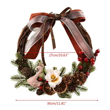 30cm Coroană de Crăciun Agățat de Ușa de Perete Copac Ornament cu Pin Artificial