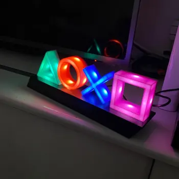 Pentru PS4 Joc Pictogramă Lampa de Neon Semn Control Sunet Decorativ, Lampa cu Lumini Colorate Joc Sfeșnicul de Lumină LED Bar Club KTV Perete