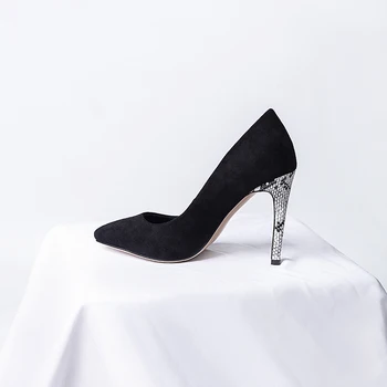 Toc de Moda Flanelă Pantofi pentru Femei Toamna birou tocuri pentru femei femei rochie, pantofi negri