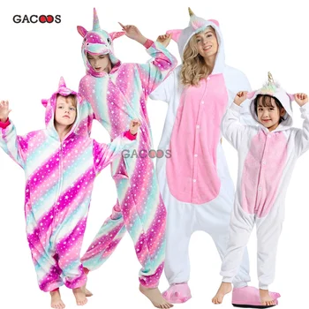 Iarna Pentru Copii Pijamale Copii Set Kugurumi Unicorn Animal Onesies Adulți Flanel Pijamale Femei, Pijamale Baieti Fete Costum De Halloween