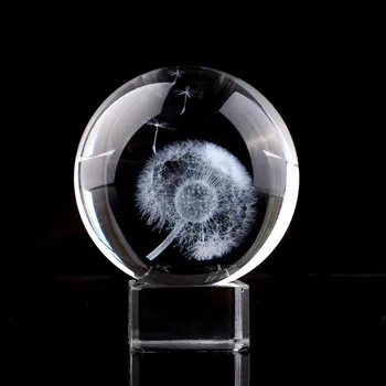 60mm 3D Papadie Gravate cu Laser glob de Cristal cu Stand,Art Decor Sticlă de Cuarț Acasă Accesorii Nunta, Petrecere de Aniversare Cadouri