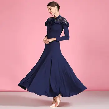 2019 Nou Design Navy/Red Lace Sală De Bal, Rochie Dans Modern, Dans Flamenco Vals Rochie Standard De Practica Purta Concurs De Costume