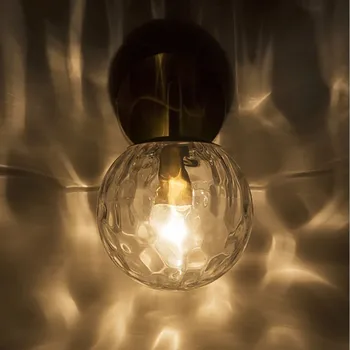 Retro Europene De Sticlă Transparentă Abajur De Lampă De Perete Sferic Din Alamă Bază Living Hol Noptiera Vintage Lumini De Perete