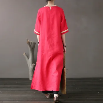 Original naționale stil de rochie de femei cusaturi de broderie rupe marginea lenjerie rochie vrac maneca de înaltă calitate