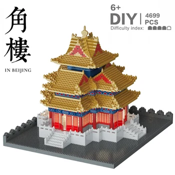 Creatorul 4699pcs Beijing Turn de Colț Mini Micro Bloc Diamant Cărămizi de Construcție China Clasic Antic Arhitectura Tradițională