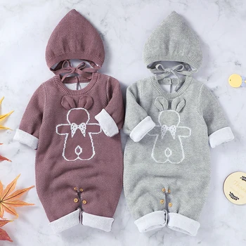 Salopetă Pentru Copii Tricotate Pentru Baieti Fete Costume De Urs Toamna Iarna Moale, Cald, Nou-Născuți Salopete De O Singură Bucată Copii Copilul Playsuits