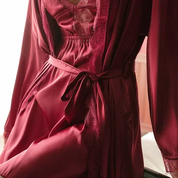 Femei lenjerie Sexy sleepwear dantela tentația de lux lumina spate deschis suspensor cămașă de noapte halat de seturi de rochie de noapte femei