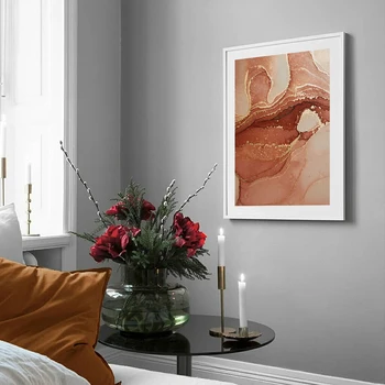 Amber Marmură Vene Lichid De Artă Abstractă Postere Si Printuri Panza Pictura Decorativa Nordic Stil Modern Poze De Perete Decor Acasă