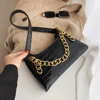 Crocodil model Lanț Tote sac 2020 Nouă Calitate din Piele PU pentru Femei Geantă de mână de Designer Pătrat Axila geanta Vintage Saci de Umăr