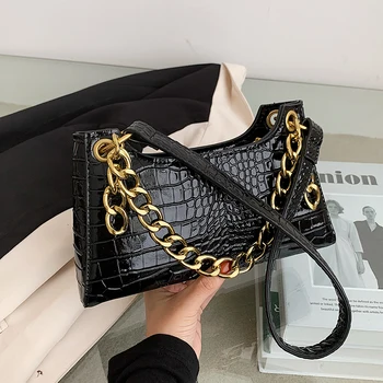 Crocodil model Lanț Tote sac 2020 Nouă Calitate din Piele PU pentru Femei Geantă de mână de Designer Pătrat Axila geanta Vintage Saci de Umăr