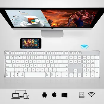 Smart BT3.3 Ultra-Subțire Full Size Corp Metalic Wireless Bluetooth Tastatură pentru Mac pentru iMac pentru Macbook Pro IOS Android Windows