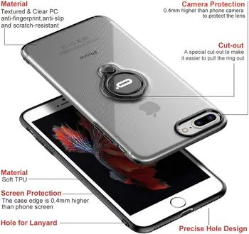 Anti-Zero Caz pentru iPhone 11 Pro 6 7 8 Plus XS MAX XR Rotație de 360 de Grade Deget Inelul Kickstand Lucra cu Magnetic de Montare în Mașină