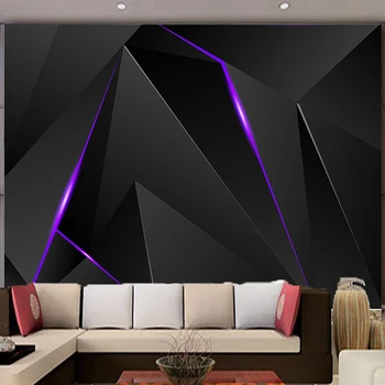 Fotografie Tapet Modern Moda Neregulate Tehnologia Forma-Negru Linie de picturi Murale Camera de zi Dormitor Abstract Home Decor 3D Autocolante
