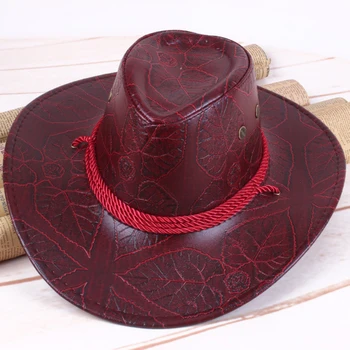 HT3006 Vest Bărbați Femei Pălărie de Cowboy Vintage PU Piele Wide Brim Hat Capace pentru Domn Casual de Călătorie Pălării Bărbați Femei Palarie de Soare