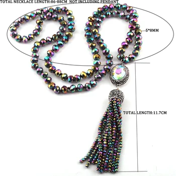 Moda Bijuterii Boemia Sticlă Înnodate Cristal Handmake Pavate Link-Ul De Colier Ciucure Pentru Femei Etnice Colier