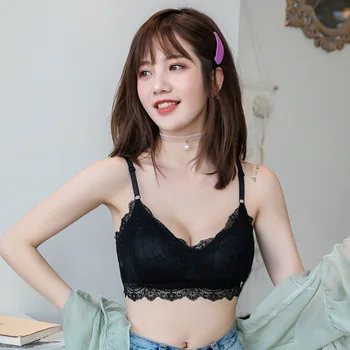 Nouă Femei Dantelă Sexy Bralette Wrap-în Jurul valorii de Lenjerie de corp cu Pad Piept Sutien fara Bretele Stil coreean Lenjerie Push-Up Wireless Topuri