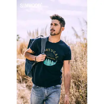 SIMWOOD de vară 2020 nou t-shirt pentru bărbați model de imprimare o-neck bumbac tricou maneca scurta slim fit Tricouri topuri de moda SJ170040