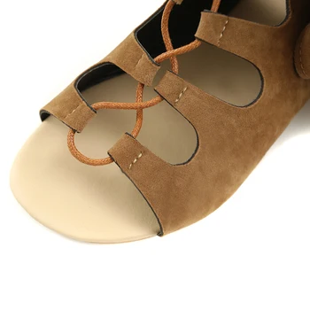 Brand De Înaltă Calitate Femei Sandale Din Piele Cu Barete Genunchi Ridicat De Vară Gladiator Sandale Plate Dantelă Curea Casual, Cizme De Vara 35-46