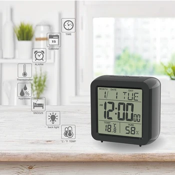 Electronice de Birou Ceas cu Alarma Snooze Calendar cu Mare digital Noptieră Baterii cu Termometru Higrometru