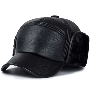 XEONGKVI Noi PU Faux din piele Adauga Pluș Bombardier Pălării de Iarnă Ureche de Protecție Șapcă de Baseball Pentru Bătrânul Capac Casquette