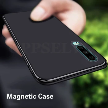 Magnetic Cazul în care Telefonul Pentru Huawei P20 P30 Pro Lite Mate 30 20 Pro Nova 3E Protecție Lichid de Silicon Capac Moale Moale Magnet Coques