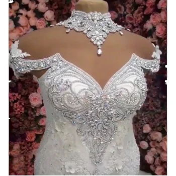 Rochie de mireasa 2020 sirenă plin ștrasuri din mărgele de lux rochie de mireasa