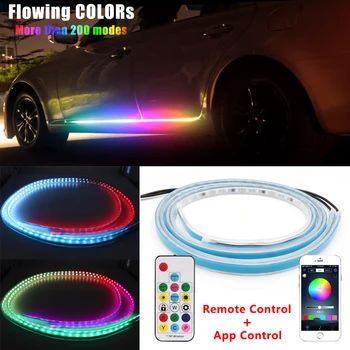 Niscarda RGB Masina Flexibil Led Strip Avertizare Usa Lampa Flash Decorative Atmosfera Lumini APP de la Distanță de Control de Muzică