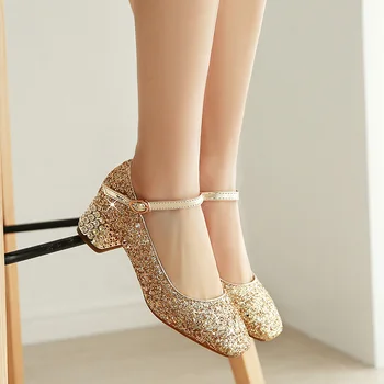 2020 Moda! Fetițele Paillette Pantofi Copilul Fete Pantofi de Cristal de Argint Petrecere Pantofi pentru fetițe Pantofi cu toc Înalt