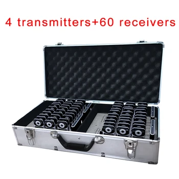 Audio Wireless Sistem de Ghidare ( 4 Transmițătoare + 60 Receptoare+1 incarcator cutie ) traducere Simultană dispozitiv / Ghid turistic Sistem