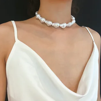 Moda Sălbatic singur strat colier simplu Baroc neregulate în formă de perle la modă pentru femei fermecătoare cadouri en-gros