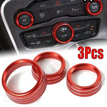 3pcs Aluminiu, AC, Radio Inel de Control Buton Tapiterie Huse Pentru Dodge Challenger 15-19