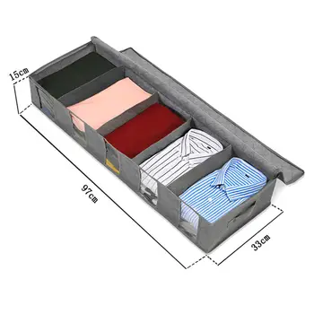 Sub Haine De Pat Element Container De Depozitare Haine Organizator Pliabil Cu 5 Secțiuni Și Clar Vizibil Fereastra