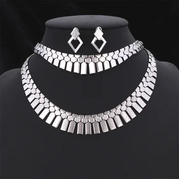 U7 la Modă, Cercei Bratara Set Colier Aur/Argint de Culoare de Moda pentru Femei Bijuterii Partidul African Cravată Costum Set de Bijuterii S462