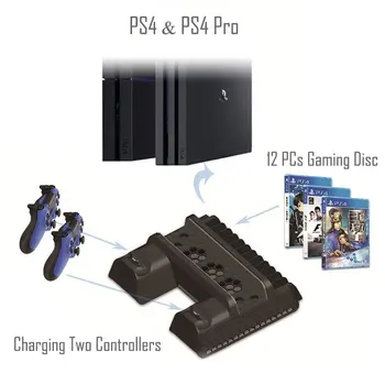 PS4/PS4 Slim/PS4 PRO Vertical Stand cu Ventilator de Răcire Cooler Dual Controller Încărcător Stație de Încărcare pentru SONY Playstation 4