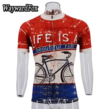 NOI de Vara Tricou de biciclete Vintage Rosu / albastru închis Bărbați Ciclism Jersey Ciclism Îmbrăcăminte Echipa de Echitatie purta Biciclete Sport Shirt
