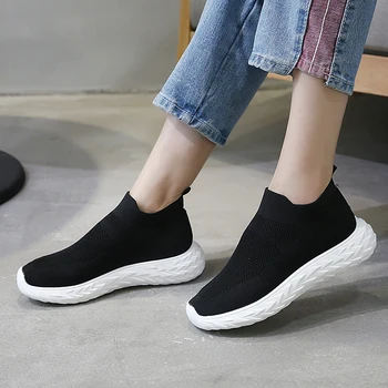 Femeile Vulcanizat Pantofi Respirabil Cap Rotund Plasă Plat Adidași Pantofi De Femeie Funcționare În Aer Liber Pantofi Femei Casual Pantofi Sport 2019
