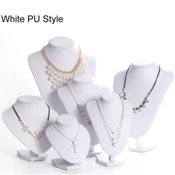PU alb Model de Bust Show Expozant 6 Opțiuni de culoare Gri Alb Negru de Catifea Afișare Bijuterii Colier cu Pandantive Bijuterii in forma de Manechin Suport